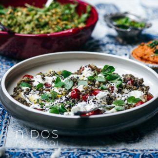 big plate of eggplant meze