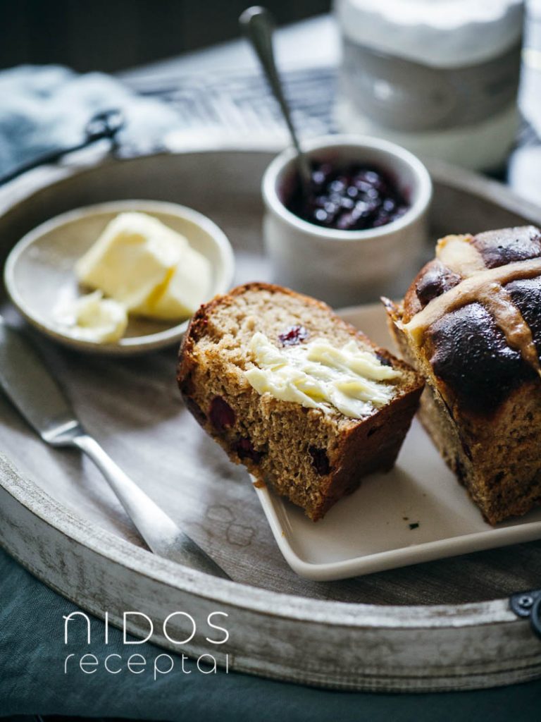 hot cross bun with butter