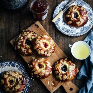 sweet buns with cream cheese and jam filling